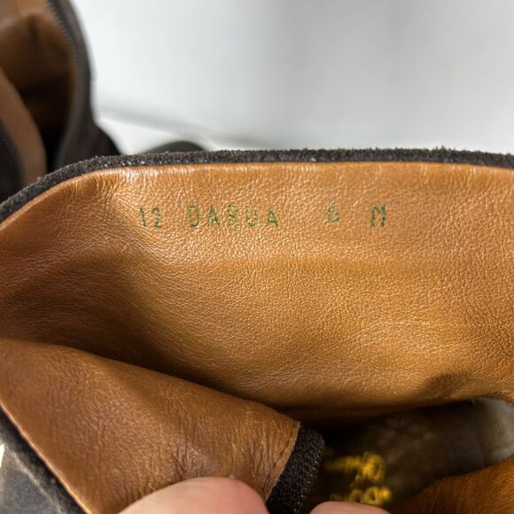 Donald J. Pliner Darua Dark Brown Distressed Suede Block Heel Ankle Boots Size 6 - Picture 7 of 11